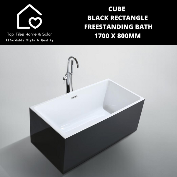 Cube Black Rectangle Freestanding Bath - 1700 x 800mm