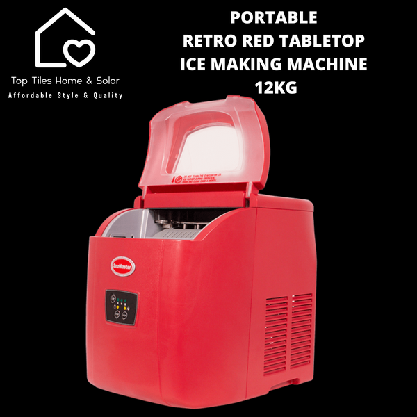 Portable Retro Red Tabletop Ice Making Machine - 12kg