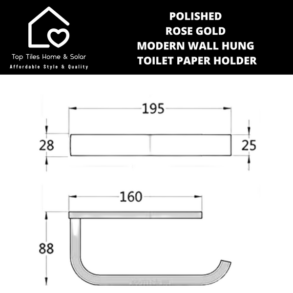 Polished Rose Gold Modern Wall Hung Toilet Paper Holder