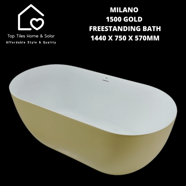 Milano 1500 Gold Freestanding Bath - 1440 x 750 x 570mm