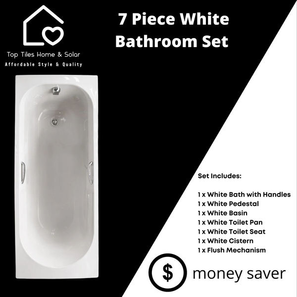 7 Piece White Bathroom Set -  Combo