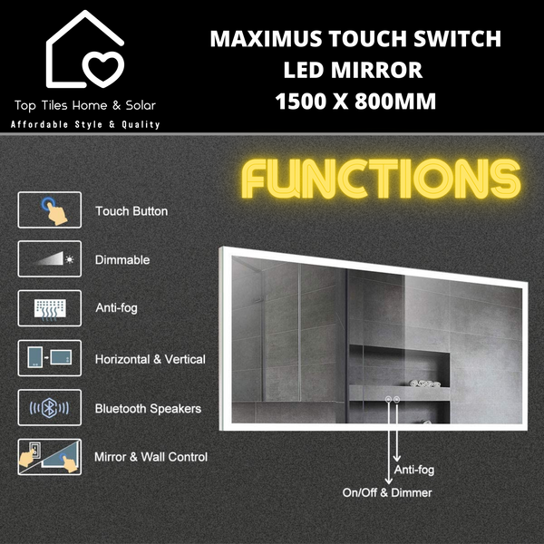 Maximus Lunar Touch Switch Led Mirror 1500 x 800mm