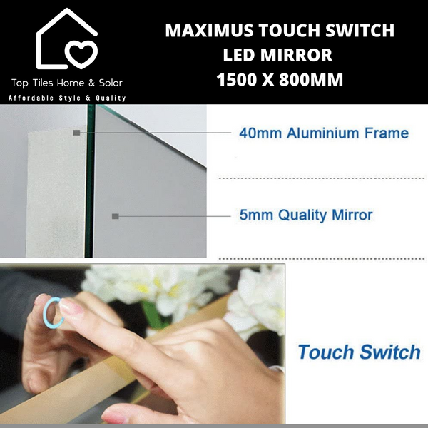 Maximus Lunar Touch Switch Led Mirror 1500 x 800mm