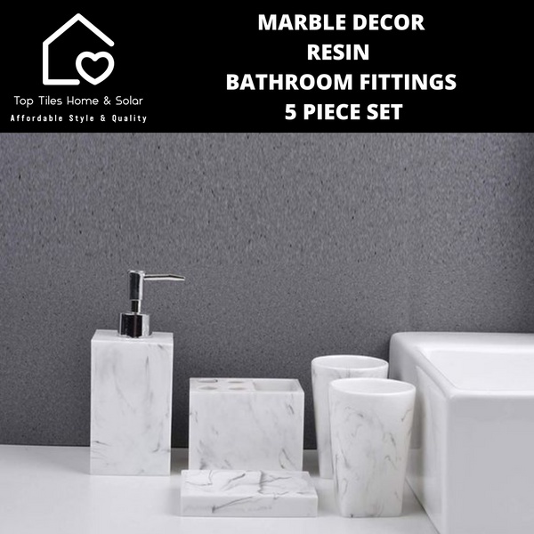 Marble Decor Resin Bathroom Fittings - 5 Piece Set