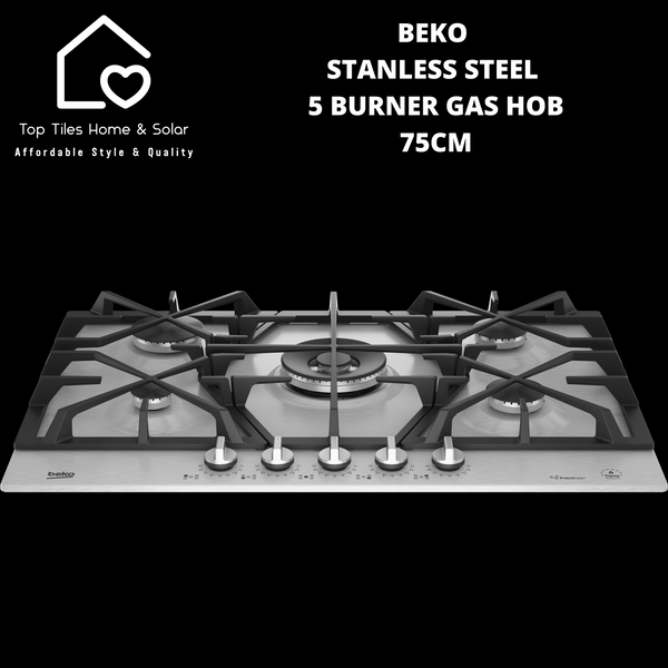Beko Stainless Steel 5 Burner Gas Hob - 75cm