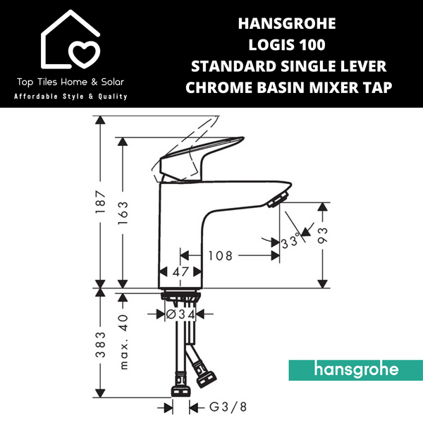 Hansgrohe Logis 100 Standard Single Lever Chrome Basin Mixer Tap