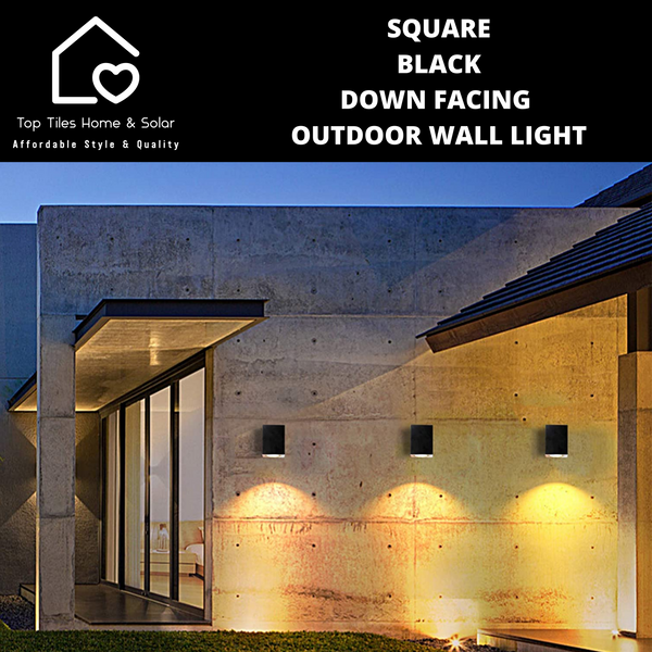 Square Black Down Facing Outdoor Wall Light