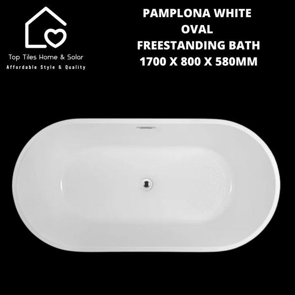 Pamplona White Oval Freestanding Bath - 1700 x 800 x 580mm