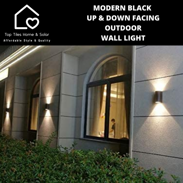 Modern Black Up & Down Facing Outdoor Wall Light