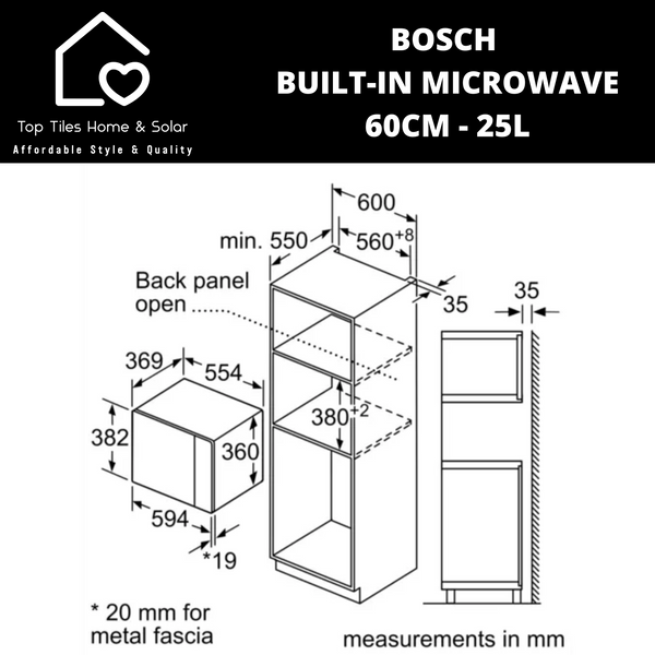 Bosch Series 6 - Metallic Built-in Microwave - 60cm - 25L