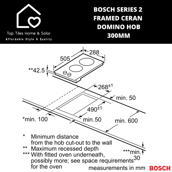 Bosch Series 2 - Framed Ceran Domino Hob - 30cm