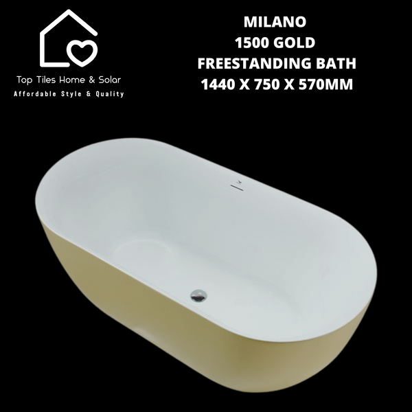 Milano 1500 Gold Freestanding Bath - 1440 x 750 x 570mm
