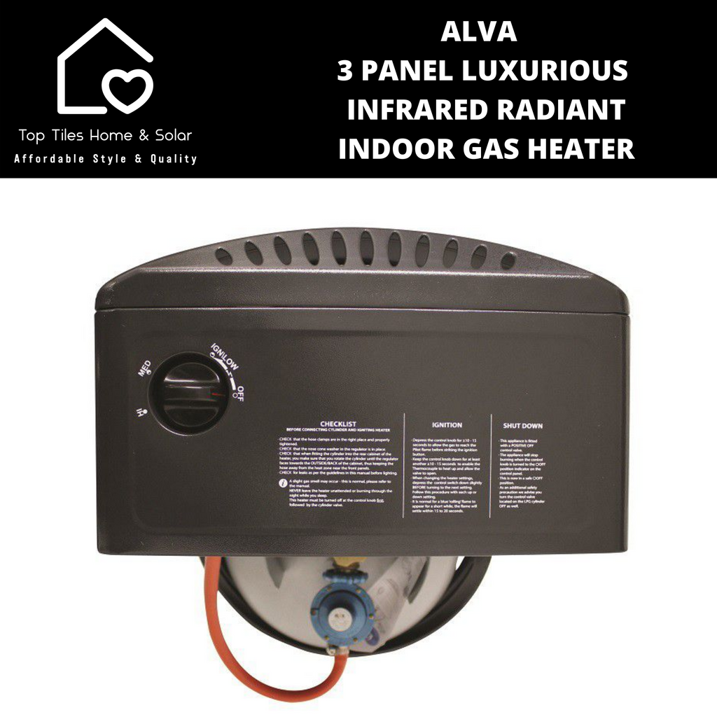 Alva 3 Panel Luxurious Infrared Radiant Indoor Gas Heater – Top Tiles Home  u0026 Solar