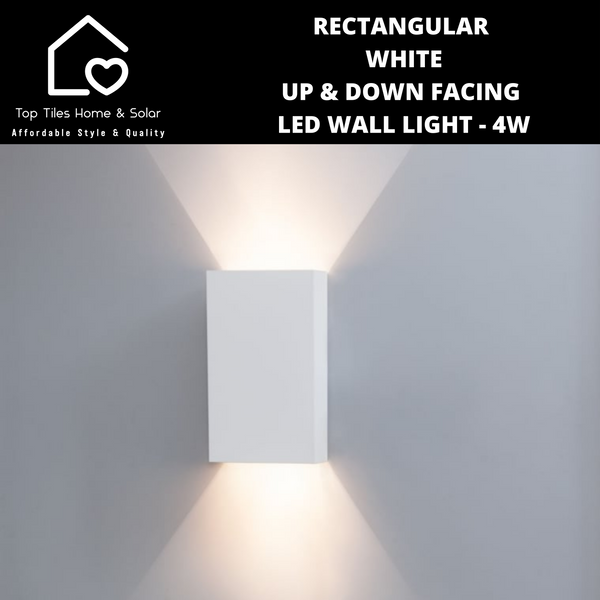 Rectangular White Up & Down Facing LED Wall Light - 4W