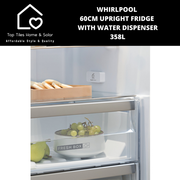Whirlpool 60cm Upright Fridge with Water Dispenser - 358L