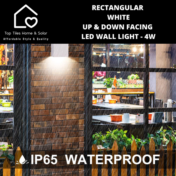 Rectangular White Up & Down Facing LED Wall Light - 4W