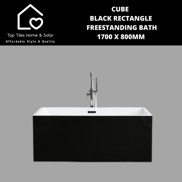 Cube Black Rectangle Freestanding Bath - 1700 x 800mm