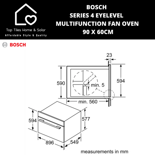Bosch Series 4 - Eyelevel Multifunction Fan Oven - 90 x 60cm