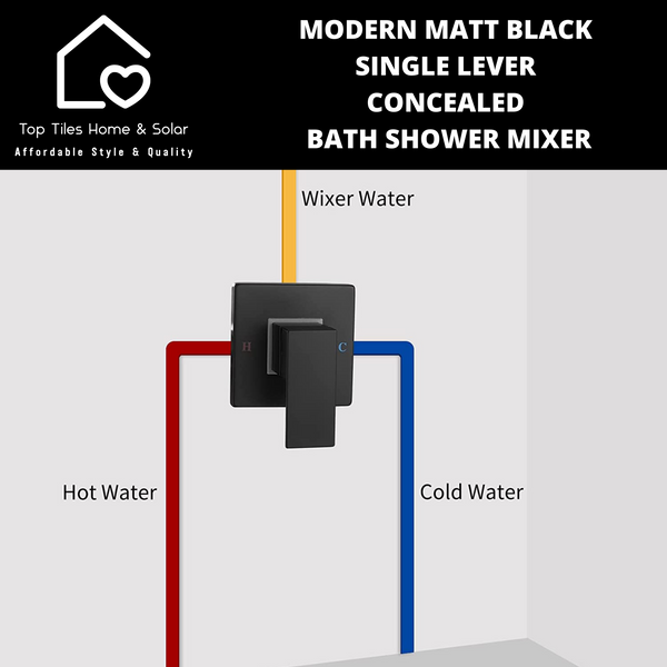 Modern Matt Black Single Lever Concealed Bath Shower Mixer