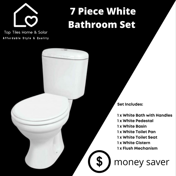 7 Piece White Bathroom Set -  Combo