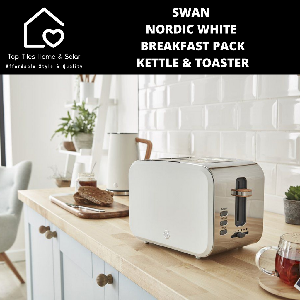 Swan Nordic White Breakfast Pack Kettle Toaster Top Tiles