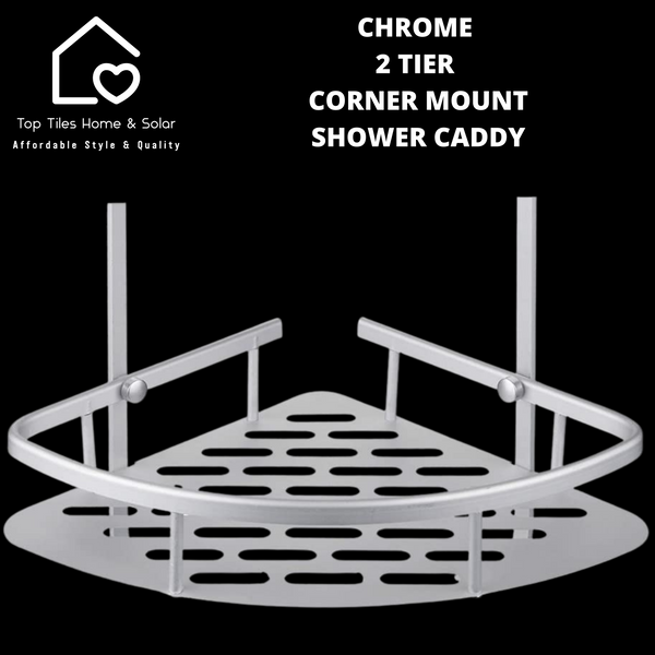 Chrome 2 Tier Corner Mount Shower Caddy