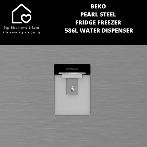 Beko Inova Pearl Steel Combi Fridge Freezer - 586L Water Dispenser