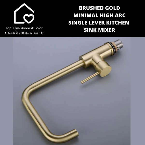 Brushed Gold Minimal High Arc Single Lever Kitchen Sink Mixer