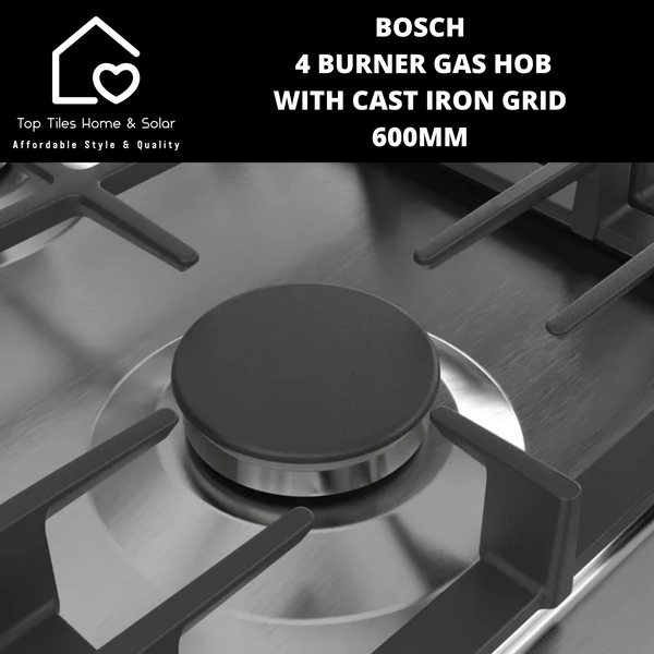 Bosch Series 6 - 4 Burner Gas Hob with Cast Iron Grid- 600mm