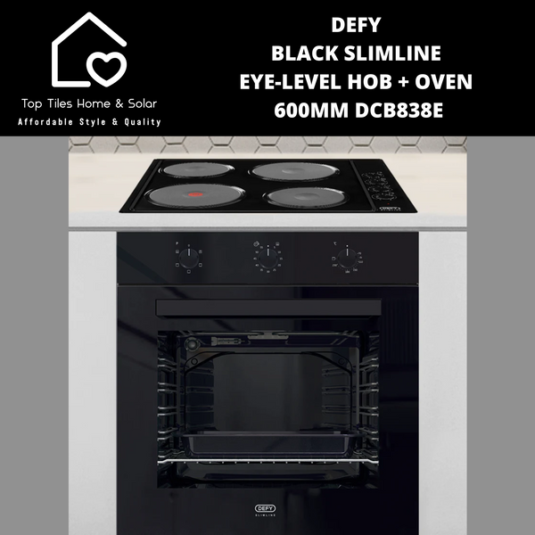 DEFY Black Slimline Eye-Level Hob + Oven - 600mm DCB838E