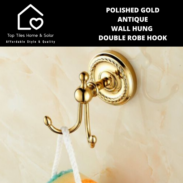 Polished Gold Antique Wall Hung Double Robe Hook