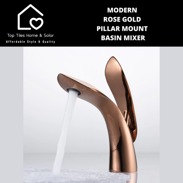 Modern Rose Gold Pillar Mount Basin Mixer