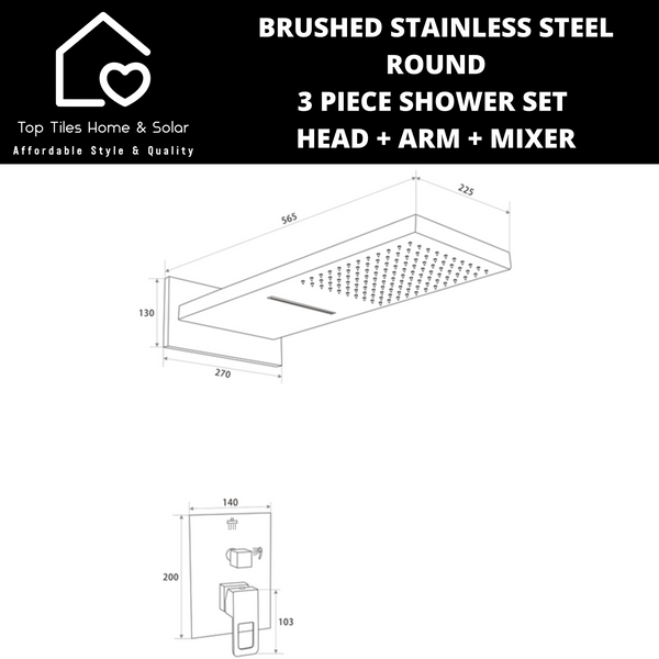 Brushed Steel Waterfall & Rainfall Wall Mount Shower With Diverter
