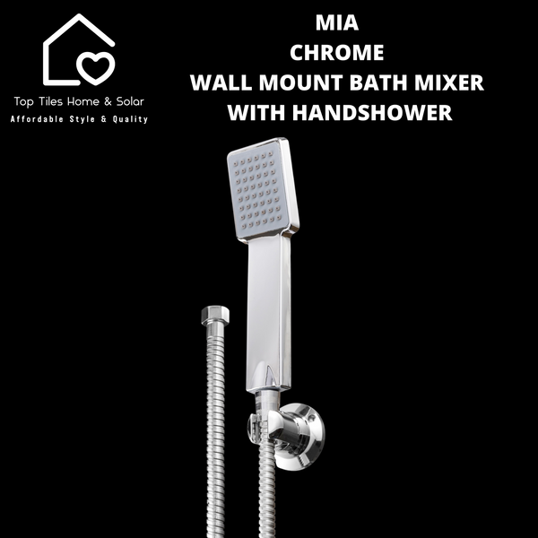 Mia Chrome Wall Mount Bath Mixer With Handshower