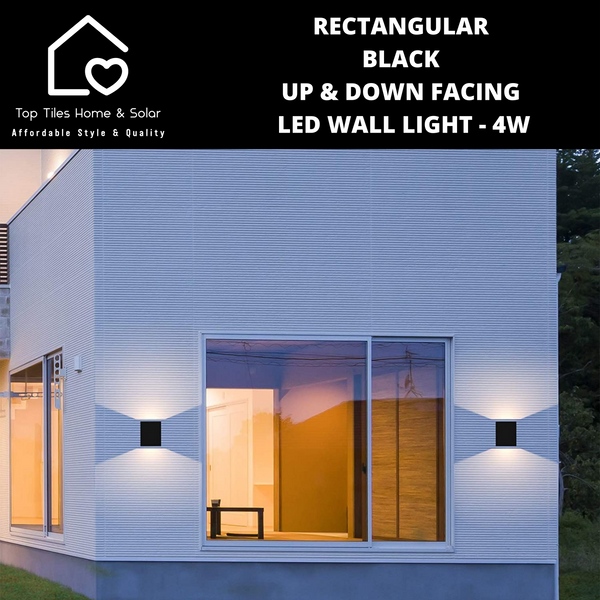 Rectangular Black Up & Down Facing LED Wall Light - 4W