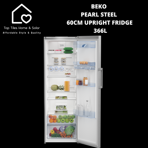 Beko Pearl Steel 60cm Upright Full Fridge - 366L