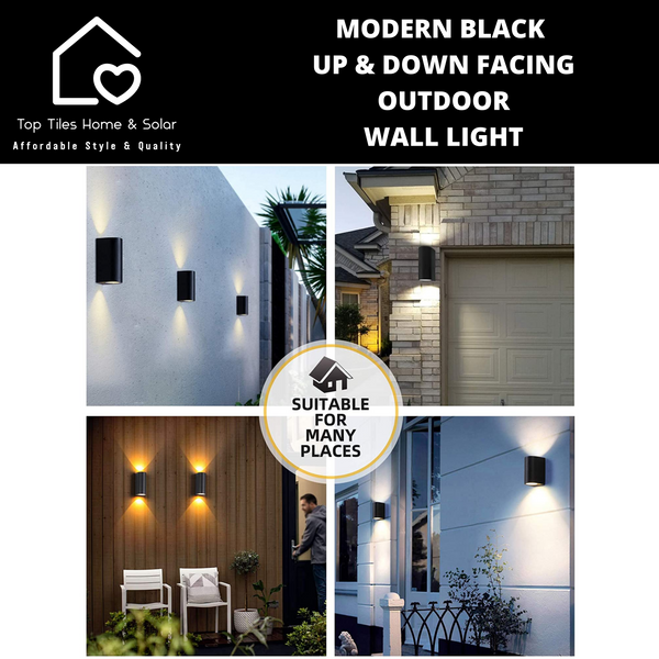 Modern Black Up & Down Facing Outdoor Wall Light