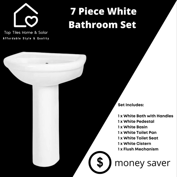 7 Piece White Bathroom Set -  Combo