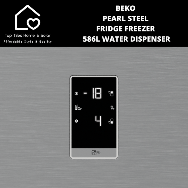 Beko Inova Pearl Steel Combi Fridge Freezer - 586L Water Dispenser