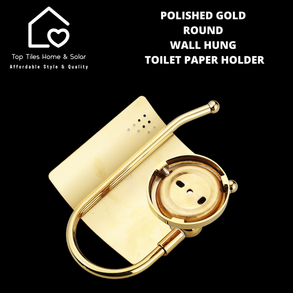 Polished Gold Round Wall Hung Toilet Paper Holder