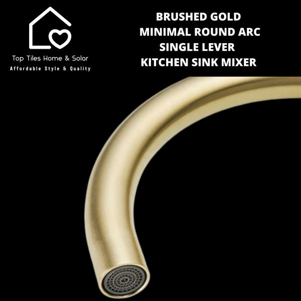 Brushed Gold Minimal Round Arc Single Lever Kitchen Sink Mixer