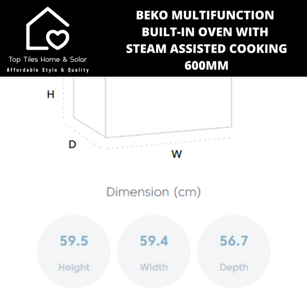 Beko Stainless Steel Multifunction Built-in Oven - 600mm BBIE12300X