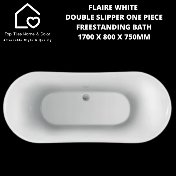 Flaire White Double Slipper One Piece Freestanding Bath - 1700 x 800 x 750mm
