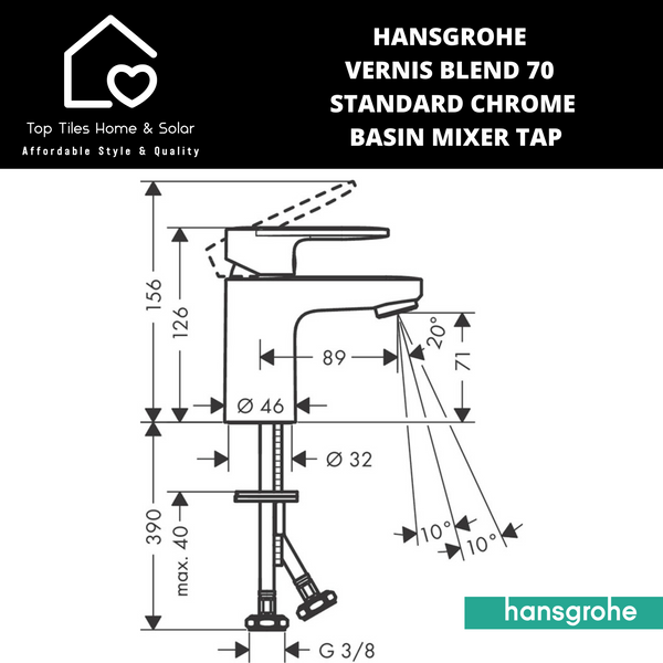 Hansgrohe Vernis Blend 70 Standard Chrome Basin Mixer Tap