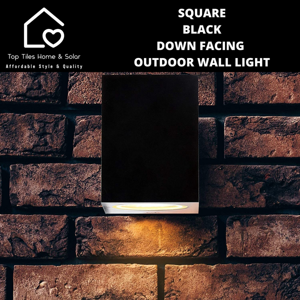 Square Black Down Facing Outdoor Wall Light