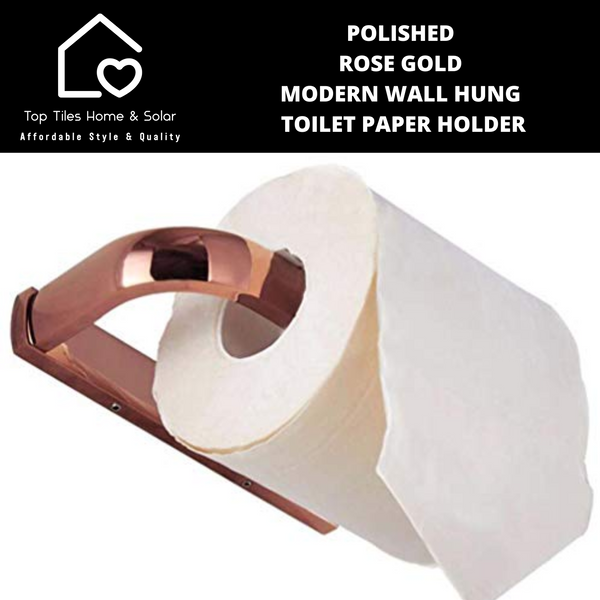 Polished Rose Gold Modern Wall Hung Toilet Paper Holder