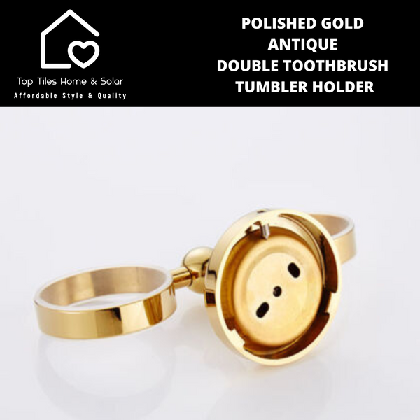 Polished Gold Antique Double Toothbrush Tumbler Holder