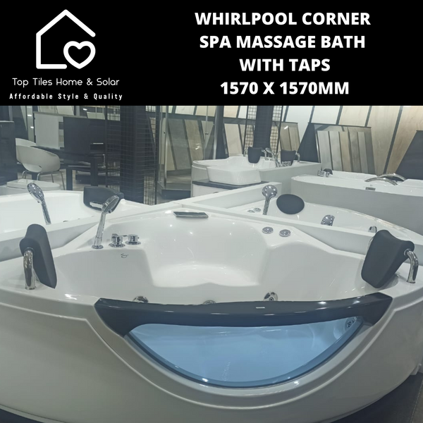 Whirlpool Corner Spa Massage Bath with Taps - 1570 x 1570mm
