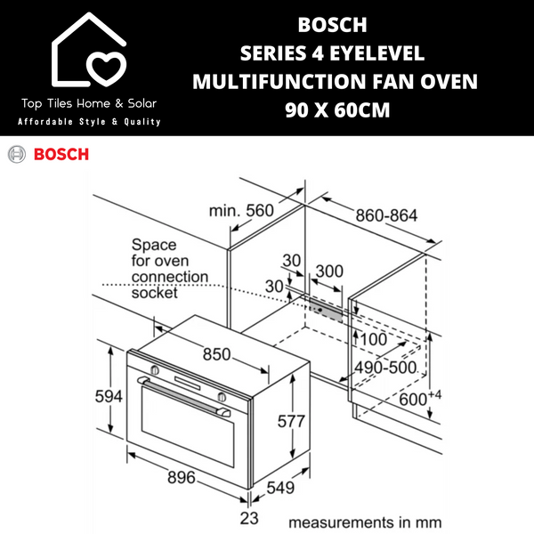 Bosch Series 4 - Eyelevel Multifunction Fan Oven - 90 x 60cm