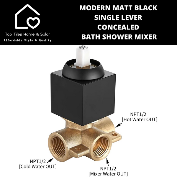Modern Matt Black Single Lever Concealed Bath Shower Mixer